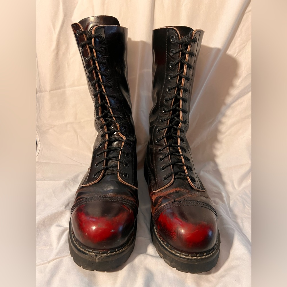 Grinders 14-hole Oxblood Steel-Toe Combat Boots, UK 44/Men’s 11
